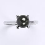 Stbrn prsten - perla Swarovski - T 1400 black